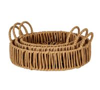 Hill Interiors Wicker Round Tray Set (Pack of 3) - Brown - One Size - Brown - 100% Mixed