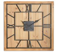 Hill Interiors Williston Square Wall Clock - Brown/Black - 90cm x 5cm x 90cm - Brown/Black