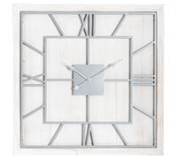 Hill Interiors Williston Square Wall Clock - White/Silver - 90cm x 5cm x 90cm - White/Silver - 100% Mixed