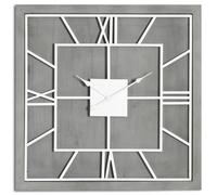Hill Interiors Williston Square Wall Clock - Silver/Grey - 60cm x 5cm x 60cm - Silver/Grey - 100% Mixed