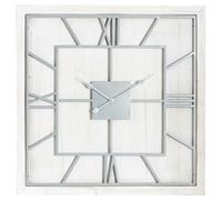 Hill Interiors Williston Square Wall Clock - White/Silver - 90cm x 5cm x 90cm - White/Silver - 100% Mixed