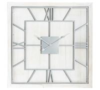 Hill Interiors Williston Square Wall Clock - White/Silver - White/Silver - 90cm x 5cm x 90cm