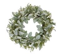 Hill Interiors Winter Wax Lambs Ear & Wax Flower Wreath - White/Green - One Size - White/Green