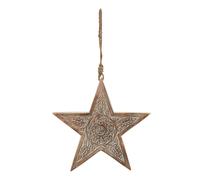 Hill Interiors Wooden Star Hanging Decoration - Brown/White - Brown/White - One Size - 100% Mixed