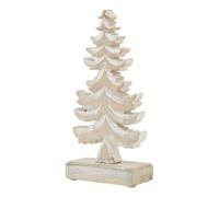 Hill Interiors Wooden Tiered Tree Decoration Brown/white (26Cm X 6Cm X 13Cm)