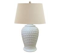 Hill Interiors Woven Ceramic Table Lamp (UK Plug) - White - 70cm x 40cm x 40cm - White