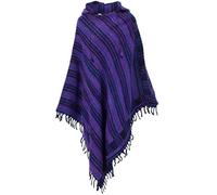 Hill Queen Vegan Wool Hooded Poncho - Purple & Black