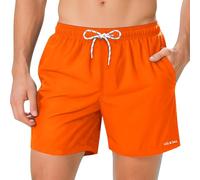 Hill & Sea Men's Swimming Trunks Quick-Drying Board Shorts with Mesh Lining Pockets and Adjustable Drawstring Orange - XXL