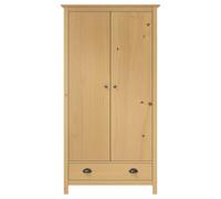 Hill Solid Pine Wardrobe 89 x 50 x 170 cm with 2 Doors, Drawer, Clothes Rail, Modern Storage Space for Bedroom, Hallway, Dressing Room