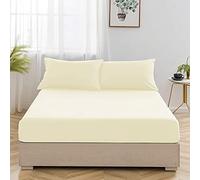 Hill Tag 25cm Extra Deep Fitted Bed Sheet, Wrinkle, Fade, and Stain Resistant Polycotton Fitted Sheet, Luxurious and Cosy Soft Non-Iron Bedding Fitted Bottom Sheets ((Cream, King)