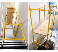 HILL TOP FABRICATIONS CO (1998) LTD - Domestic Stairwell Scaffolding Tower with Scaffolding Boards 4.11 Meters (13'6") Working Height 4x2' Base Size. Quick & Easy Assembly, Provides a Safe Platform.