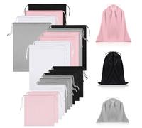 Hillban 20 Pcs Satin Game Toy Bags with Drawstring Silk Toy Organizer Lightweight Gift Pouch Multipurpose Foldable Stuff Sack Travel Bags for Women Men, 3 Sizes(S,M,L,Neutral Color)