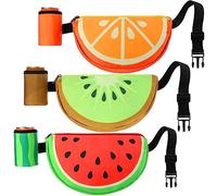 Hillban 3 Pcs Fanny Packs with Drink Holder Adjustable Belt Taco Waist Pack Storage Zipper Pocket for Adult Walking Travel, multicolor, 11.2 x 6.6 2 inch, Watermelon, Orange, Kiwi