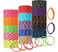Hillban 300 Pcs Friendship Bracelets Bulk for Kids Neon Jelly Bracelets 80's Party Favors Gift Adjustable Paracord Rope Woven Goody Bag Stuffers Girls Boy Favors, 15 Colors, Nylon, no gemstone