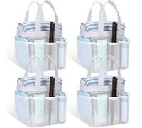 Hillban 4 Pcs Mesh Shower Caddy Portable Large Shower Caddy Basket with Deeper 8 Pockets for College Dorm Room Quick Dry Shower Essentials 2 Handles Hanging Shower Bag (White)