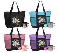 Hillban 4 Sets Housekeeping Appreciation Gifts Bulk 13 oz Ceramic Coffee Mugs Housekeeper Tote Bag With Stress Ball Birthday Gifts for Housekeeper Cleaning Lady House Cleaner Employees Staff