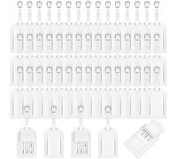 Hillban 50 Pieces Bulk Luggage Tag Travel Bag Leather Suitcase Tags Labels with Full Privacy Cover and Name ID Card for Luggage Suitcase Baggage Handbag School Bag(White)