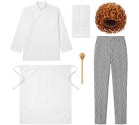 Hillban 6 Pcs Halloween Chef Unisex Costume, White, XXXL