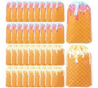 Hillban 60 Pcs Ice Cream Drip Theme Baseball Drawstring Bag EVA Baseball Goodie Bags Sport Party Goodie Favor Candy Treat Sack Pack Gifts Bags for Sport Teams Birthday Theme Party Supplies