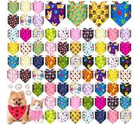 Hillban 72 Pcs Paw Dog Bandanas Bulk, Colorful Triangle Scarf Paw Pattern Pet Scarf Soft Cute Dogs Triangle Scarves Bone Dog Bandana Bibs for Pet Party Costume Photo Props, Small and Medium Pets