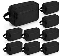Hillban 9 Pcs Portable Toiletry Bag Water Resistant Shaving Bag Foldable Cosmetic Bag Travel Bag for Toiletries Hanging Storage Shower Bag, Black