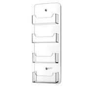 Hillban Acrylic Business Card Holder Wall Mount Clear Sticker Display Rack Multiple Card Holders Clear Acrylic Card Organizing Sticker Display Stand Pre Drilled Acrylic Display (4 Pockets)