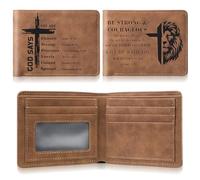Hillban Christian Leather Wallet for Men - Engraving Christian Wallet Bible Verse Faith Inspiring Christmas Birthday Gift, Brown, 4.72 x 3.74 x 0.63 inches, Classic Style