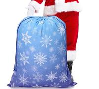 Hillban Extra Large Santa Gift Sack Xmas Present Sack with Drawstring 36" x 27" Santa Bag Merry Christmas Wrapping Bag for Gift Present Toy Candy Treat Storage Xmas (Blue-purple Gradient,Snowflake)