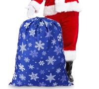 Hillban Extra Large Santa Gift Sack Xmas Present Sack with Drawstring 36" x 27" Santa Bag Merry Christmas Wrapping Bag for Gift Present Toy Candy Treat Storage Xmas(Blue,Snowflake)