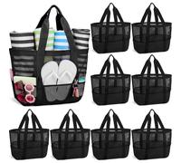 Hillban Large Mesh Beach Bag Tote Waterproof Lightweight Summer for Pool Travel Market Outdoor Camping, Black, one size/ about 16.9 x 15.4 x 7.9 inches/ 43 x 39 x 20 cm, Bag