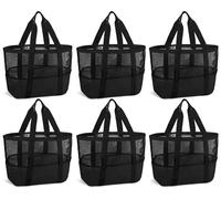 Hillban Large Mesh Tote Beach Bag Waterproof Lightweight Summer for Pool Vacation Travel Market Camping Outdoor Sports, Black, One Size, Bag
