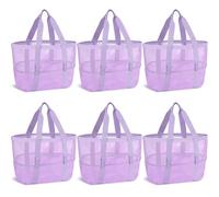 Hillban Large Mesh Tote Beach Bag Waterproof Lightweight Summer for Pool Vacation Travel Market Outdoor Camping (Sky Blue,6 Pcs), Lavender Purple, One Size, Bag