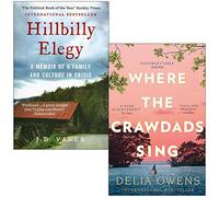 HILLBILLY ELEGY: A Memoir of a Family and Culture in Crisis By Vance, J. D. & Where the Crawdads Sing By Delia Owens 2 Books Collection Set