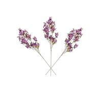 Hillblake Artificial Orchid Flowers with Gold Eucalyptus Leaves, 3 Stems, 30 Inch tall, Assorted Colors, Red, Orange, Purple, Blue, or Green, Decorative Floral Arrangement (Purple)