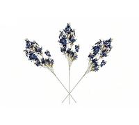 Hillblake Artificial Orchid Flowers with Gold Eucalyptus Leaves, 3 Stems, 30 Inch tall, Assorted Colors, Red, Orange, Purple, Blue, or Green, Decorative Floral Arrangement (Blue)