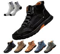 Hillde Mens Shoes,Salkin Men's Casual Leather Handmade Non-Slip Arch Support Loafers,Hillde Boots Men's Casual Leather Fashion Sneakers Ankle Boots (Black,42)