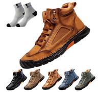 Hillde Mens Shoes,Salkin Men's Casual Leather Handmade Non-Slip Arch Support Loafers,Hillde Boots Men's Casual Leather Fashion Sneakers Ankle Boots (Brown,39)