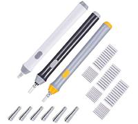 Hillento 3-Pack Electric Eraser Kit, Battery Operated Automatic Pencil Eraser with 66 Replacement Rubbers, Black & Grey & White, Round, Rubber, ERASER