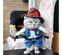 Hillento Cowboy Dog Costume with Hat, Cowboy Halloween Costumes for Cat & Dog Cosplay, West Cowboy Uniform with Hat