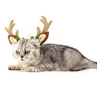 Hillento Dog Elk Antler Reindeer Hat Cap Dog Cat Pet with Flowers Christmas Reindeer Antlers Ears Wearable for Small/Medium/Large Dogs, S