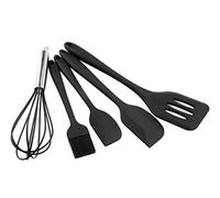 Hillento Silicone Kitchen Utensil Set Kitchenware 5PCS Silicone Kitchen Utensils Set Spatulas Brush Cooking Tools, Easy to Use & Clean, Black