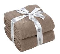 HILLFAIR 600 GSM- 40 x 80 Inches- 100% Cotton 2 Pc XXL Oversized Bath Towel Set- Soft Highly Absorbent Jumbo Bath Sheets Towels Sets- Quick Dry Oversized Bath Towel Sets for Hotel Spa Pool- Stone
