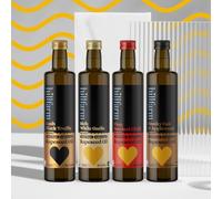 Hillfarm Infused Oil Collection - 4 x 250ml | Flavoured Oils for Cooking Gift Set, for Dressing & Dipping | Low in Saturated Fat | High in Omega 3 | Chilli, Garlic, Truffle & Smoked Rapeseed Oil