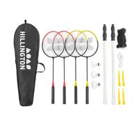 Hillington 4 Player Badminton Set with Net Rackets Shuttlecocks Outdoor Garden Game Portable Badminton Net Set | Size: Large Hillington Multicolor L