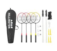 Hillington Badminton Set with Net for 4 Players - All-Weather Badminton Racket Set with 4 Rackets, 3 Shuttlecocks, Poles & Anchors and Carry Bag - Easy Setup Portable Badminton Net for Garden & Beach