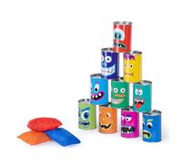 Hillington Bean Bag Can Toss Game with 10 Sealed Cans and 3 Beanbags, Classic Fun for All Ages Tin-Can-Alley Carnival Skill Game for Indoor and Outdoor Use