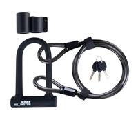 Hillington Bike Lock - 16mm Heavy Duty Steel U-Lock Shackle with Cable and Keys - High Security Anti Theft Protection Mounting Brackets - Mountain, Road, Electric, Folding Bikes & Scooters