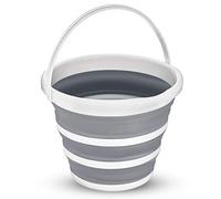 Hillington ® Collapsible Bucket - Large 10L Capacity Sturdy Folding Silicon Water Bucket with Comfortable Grip Handle - Neat and Tidy Space Saving Solution for your Garage Shed Home Bedroom