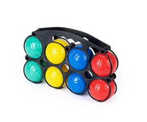 Hillington Colourful Boules Set with Carry Holder - Durable Plastic Water Filled Boules Set for Kids and Adults - French Petanque Boules Gift, Fun Garden or Park Outdoor Game