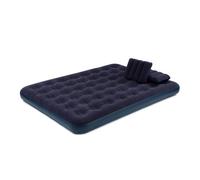 Hillington Inflatable Flocked Airbed with Pillows & Hand Pump in Dark Blue | Size: Single Hillington Dark Blue Single